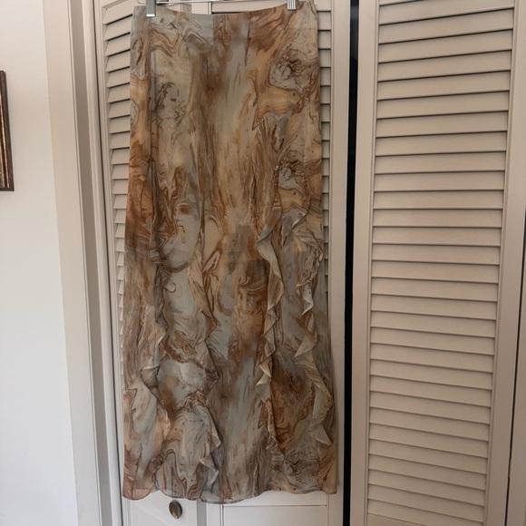 Anthropologie Moon River Ruffle Detail MIDI Skirt SZ M - Picture 2 of 5